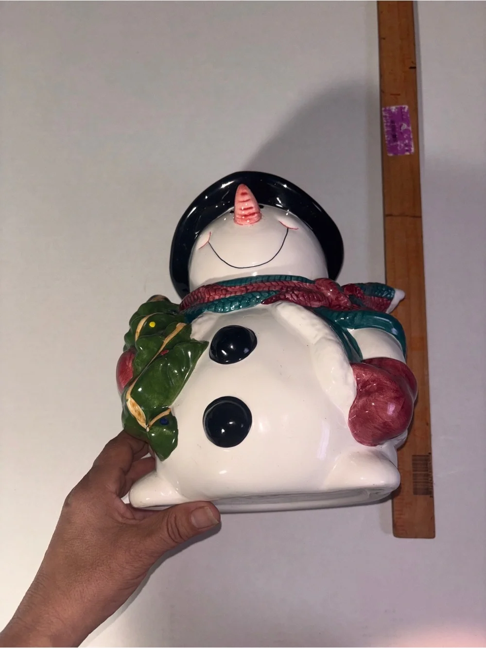 Vintage Giftco Ceramic Snowman Cookie Jar Holiday Decor Excellent Condition